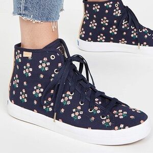 Ked’s High Top Sneaker Rifle Paper Navy Embroidered Floral 6